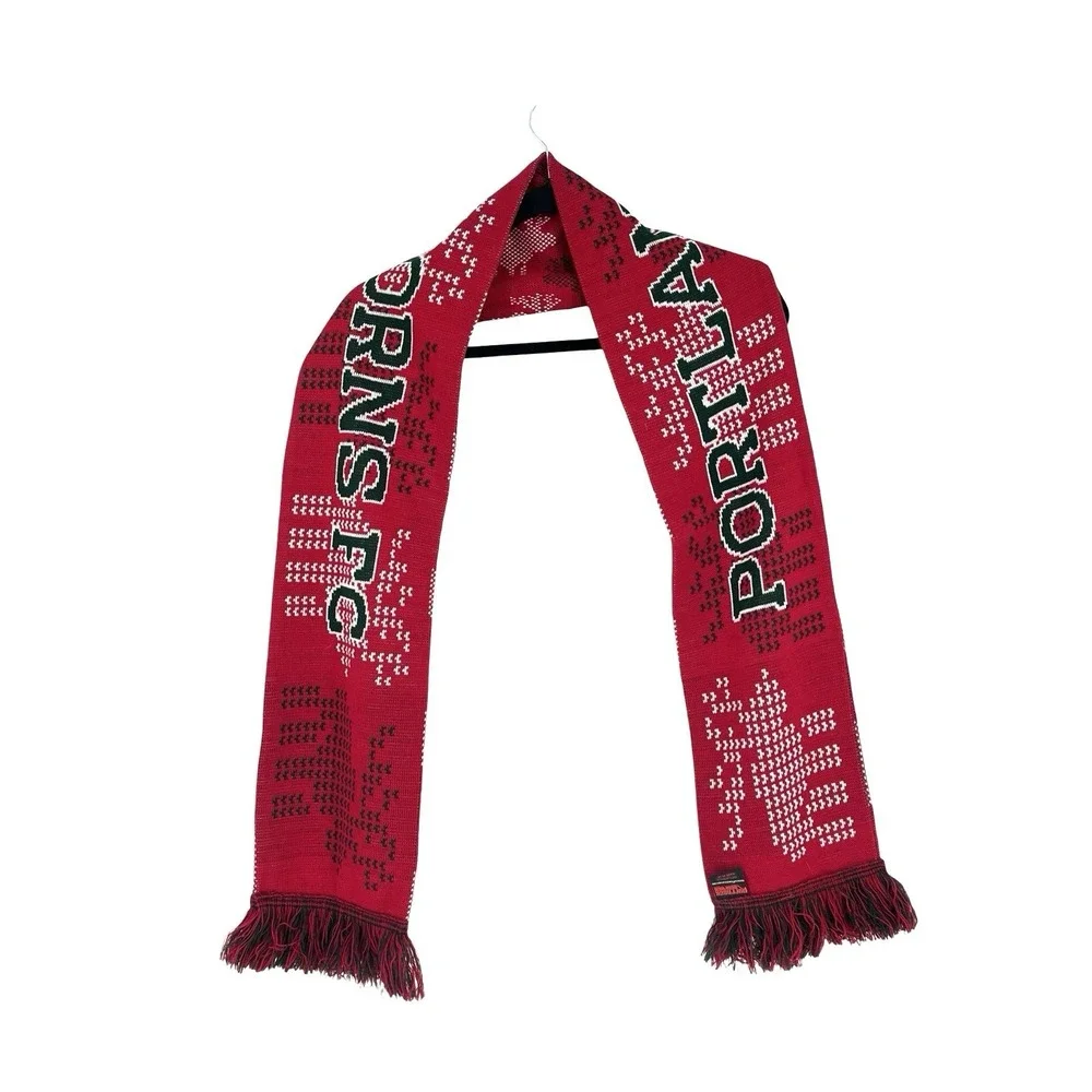 Portland Thorns FC Soccer Scarf Ruffneck Red Green Knit Fringed Fan MLS 66
